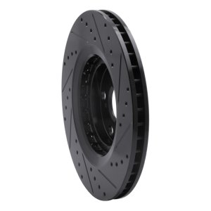 Lexus NX200T Brake Rotor (1) - Front Left - R1 Concepts - Drilled & Slotted - Black - `08-`21